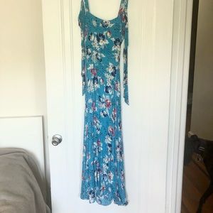 Zara patterned maxi dress with tie back